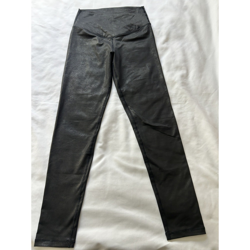 Offline by Aerie Mid Waist Black Leggings Size Medium Vinyl Coated Skinny